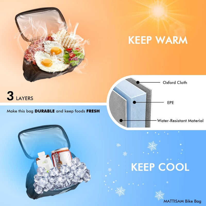 MATTISAM Bike Handlebar Bag - Front Basket with Bike Phone Mount, Bicycle Cooler Pouch Pack for Kids Girls Boys Men Women - Image 4